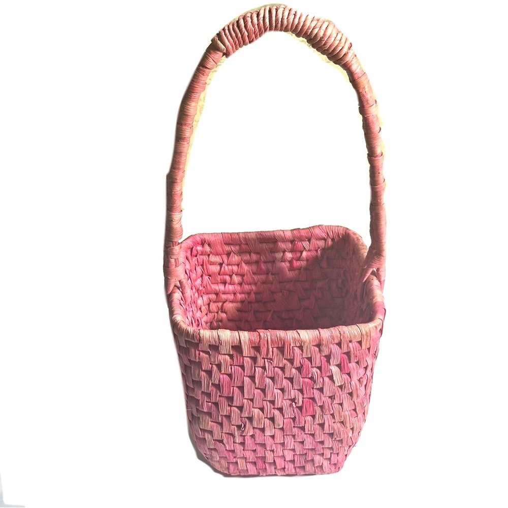 Pink Department 56 Wicker Basket Cottagecore Farmhouse Shabby Chic Decor